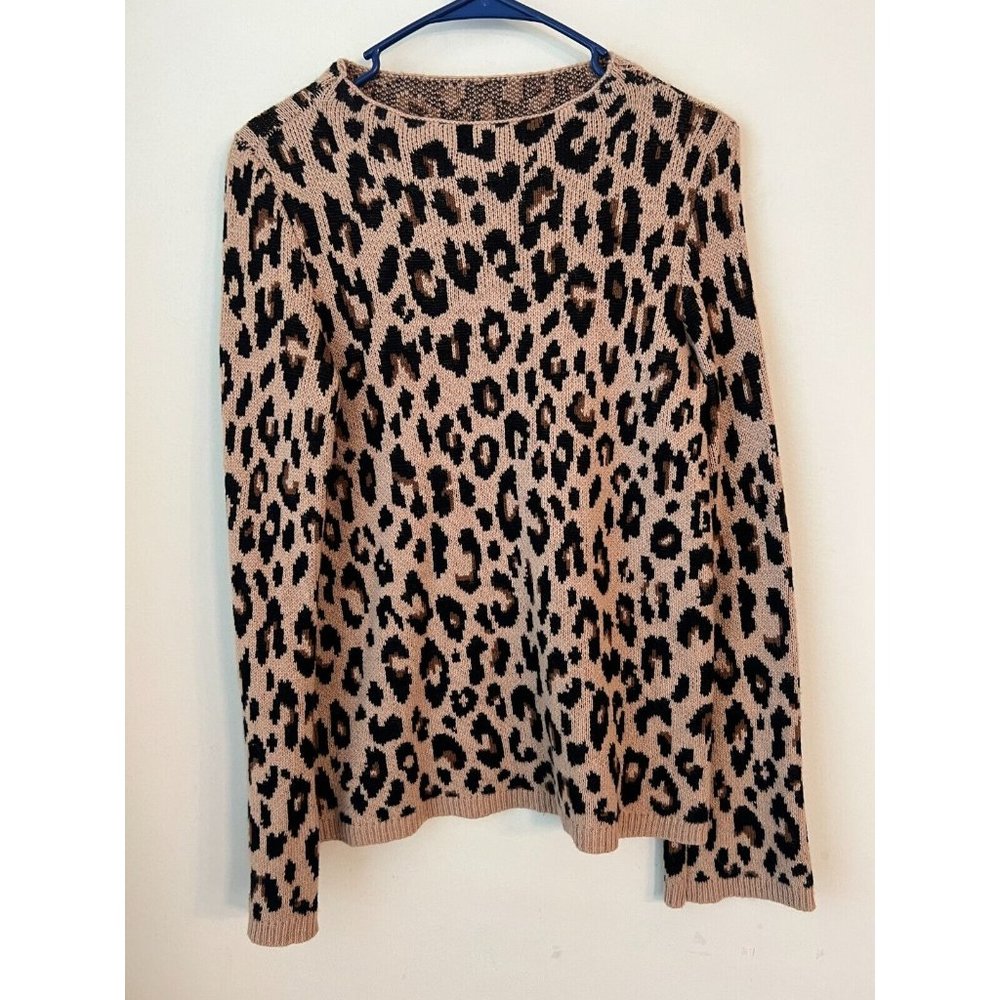 Ann Taylor Cheetah Leopard Print Wool Blend Tunic Sweater Size XS